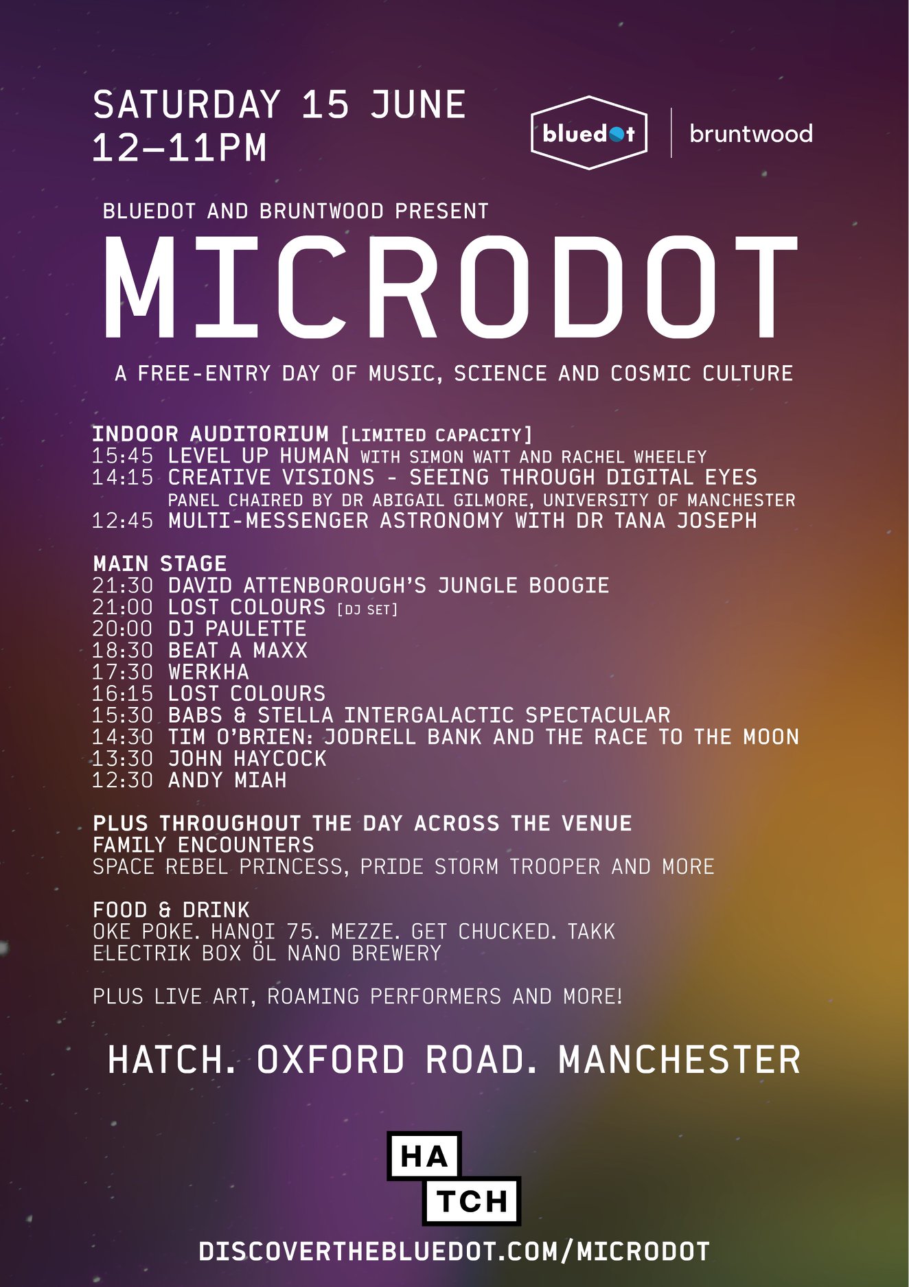 #YOURPARTYPLANNER – MICRODOT AT HATCH, MCR 15/06/2019 RUNNING ORDER